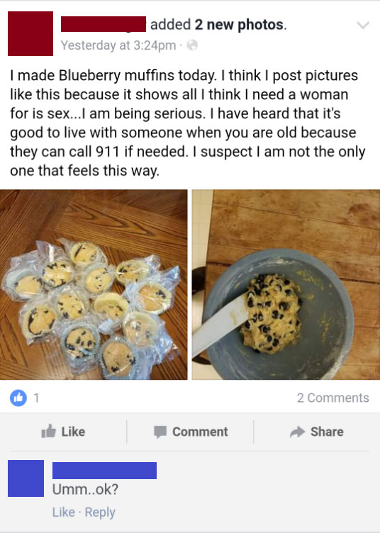 Facebook post some dude put up about making cookies proves he doesn't just need women for sex