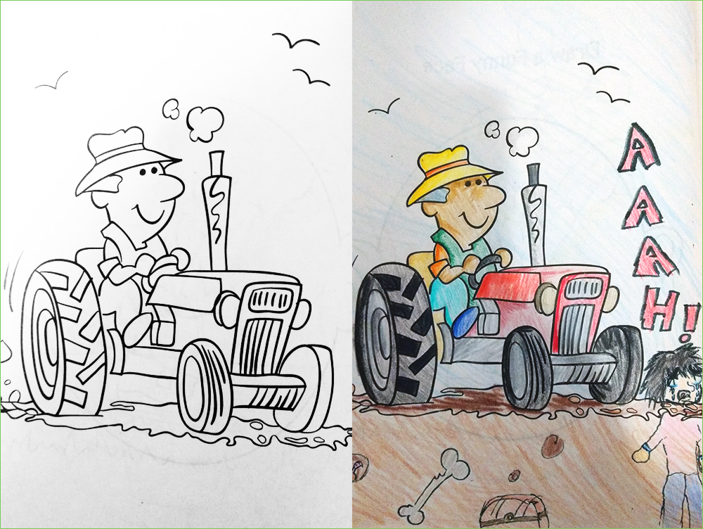 colouring book corruptions tractor