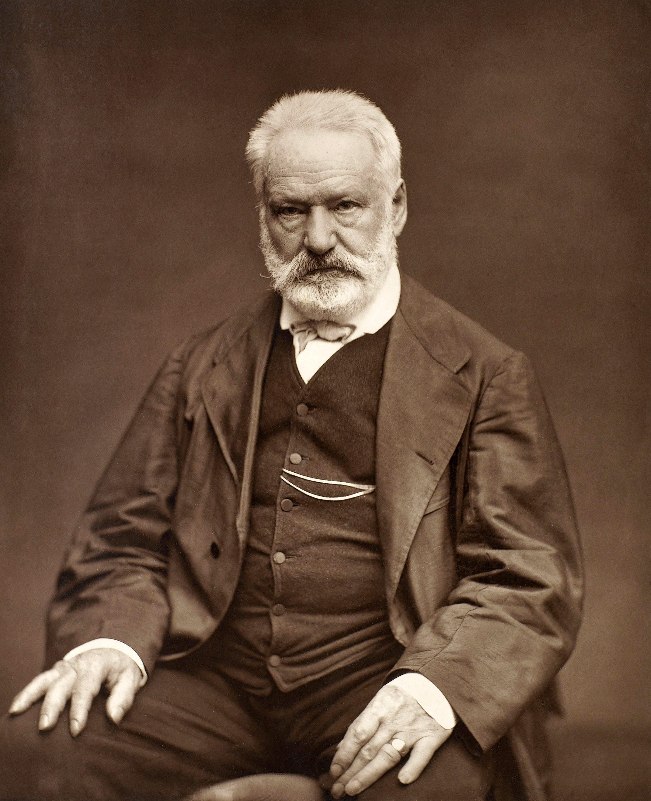 A photograph of French poet and author Victor Hugo.