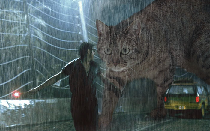 Someone Replaced All The Dinosaurs In Jurassic Park With Cats And It's Purrfect