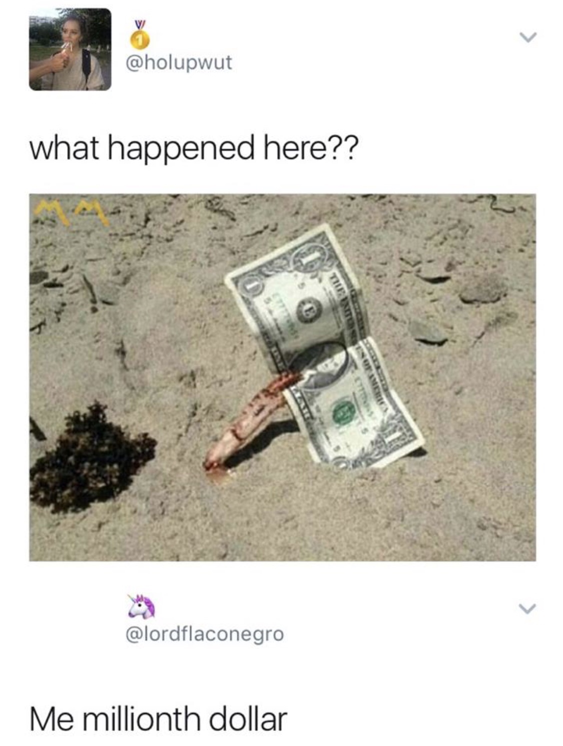 me millionth dollar - what happened here?? Me millionth dollar