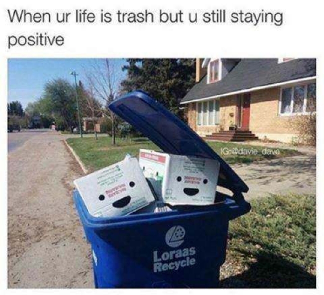 your life is trash but you re staying positive - When ur life is trash but u still staying positive Loraas Recycle