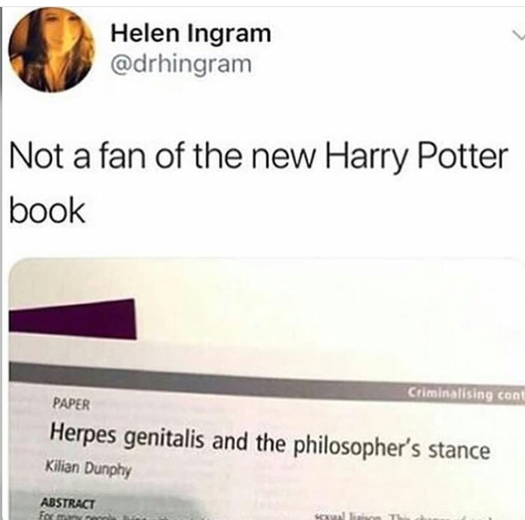 Sunday meme about a headline that resembles a Harry Potter title