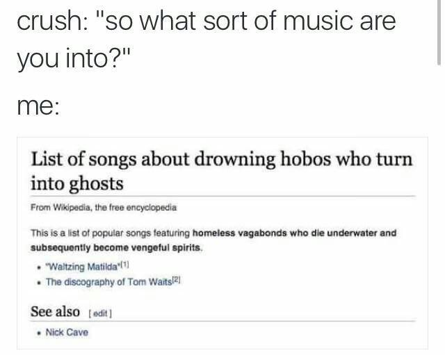 Sunday meme about having a peculiar taste in music