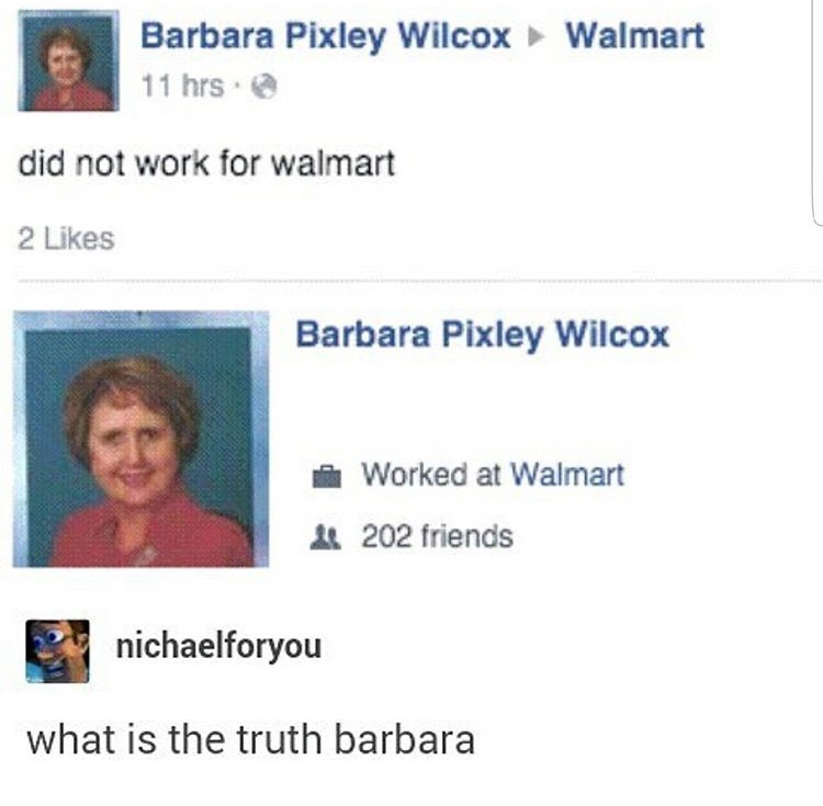 Sunday meme about Walmart worker Barbara