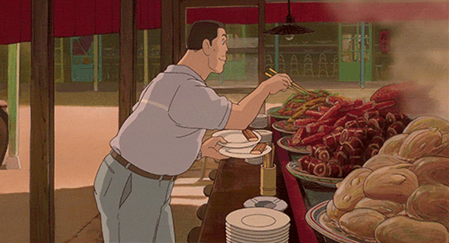 anime spirited away food scene