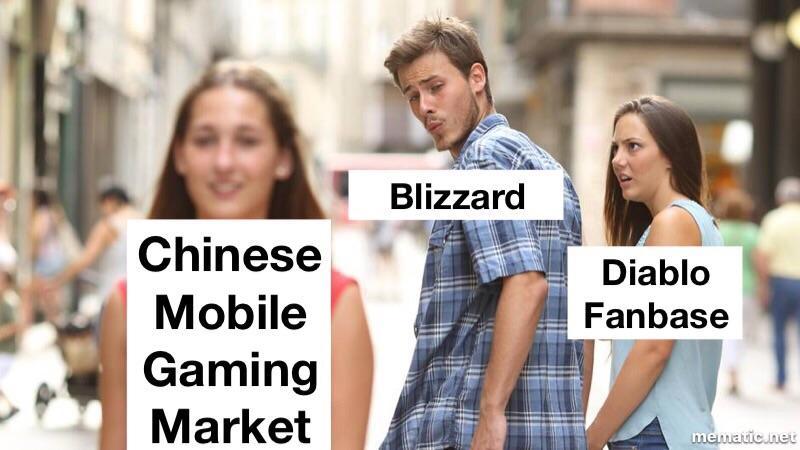 blizzard diablo immortal meme - Blizzard Diablo Fanbase Chinese Mobile Gaming Market mematic.net