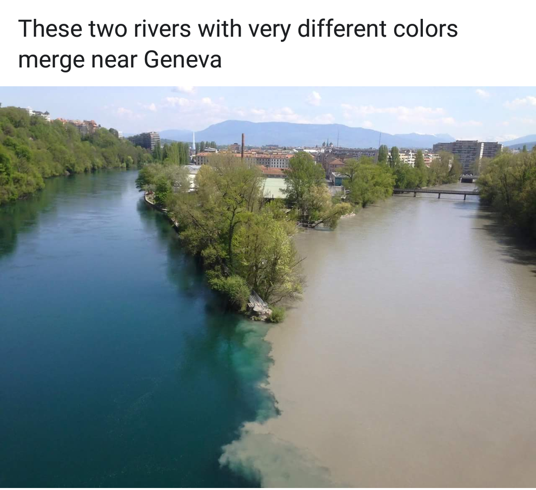 water resources - These two rivers with very different colors merge near Geneva