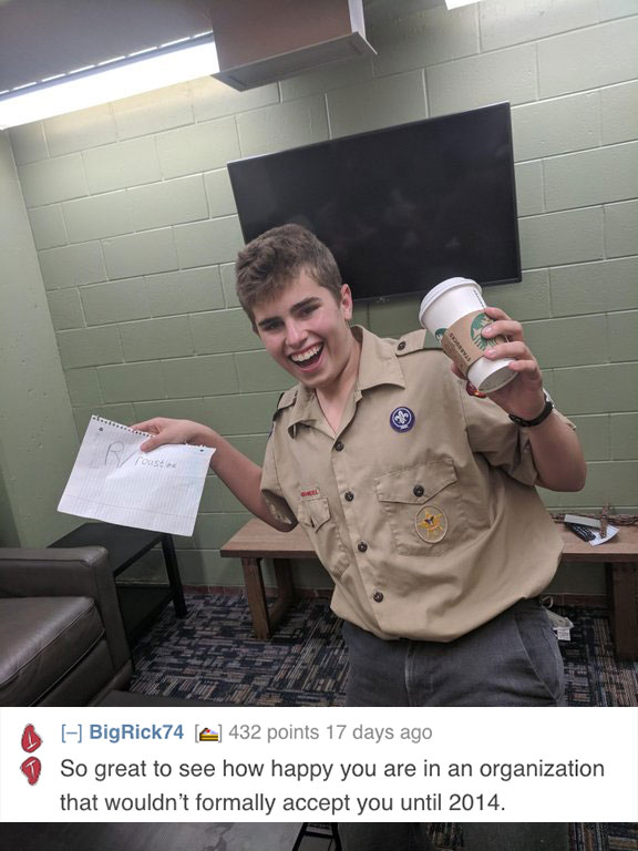 reddit memes - military - BigRick74 4 432 points 17 days ago So great to see how happy you are in an organization that wouldn't formally accept you until 2014.