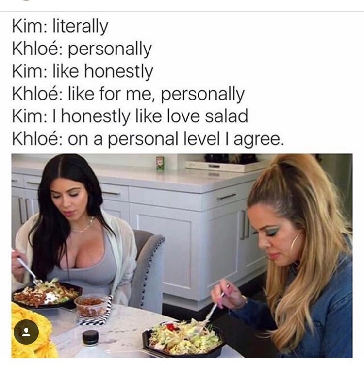 Wednesday meme of Kim and Khloe having conversation that makes no sense