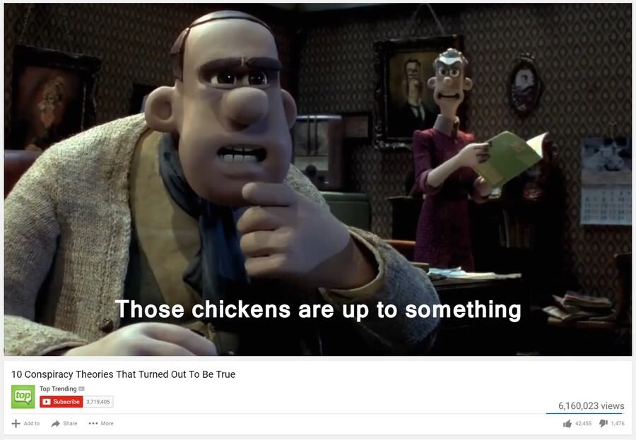 Wednesday meme about those chickens up to something in Wallace and Gromit