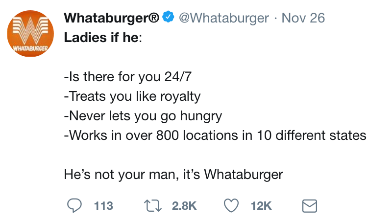 twitter meme whataburger - Nov 26 We Whataburger Ladies if he Whataburger Is there for you 247 Treats you royalty Never lets you go hungry Works in over 800 locations in 10 different states He's not your man, it's Whataburger 113 Cz 12K