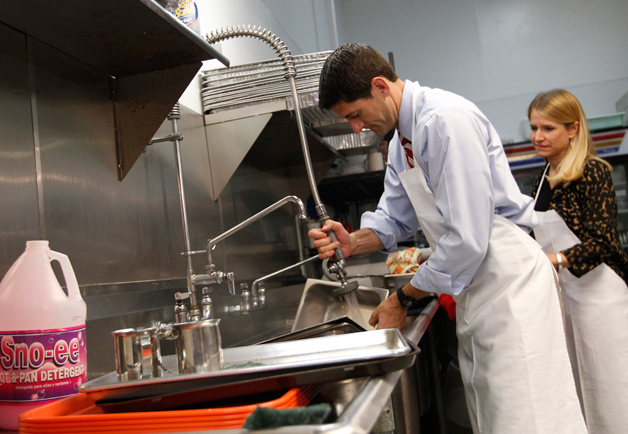 Paul Ryan Pretends to Wash Pots at Soup Kitchen