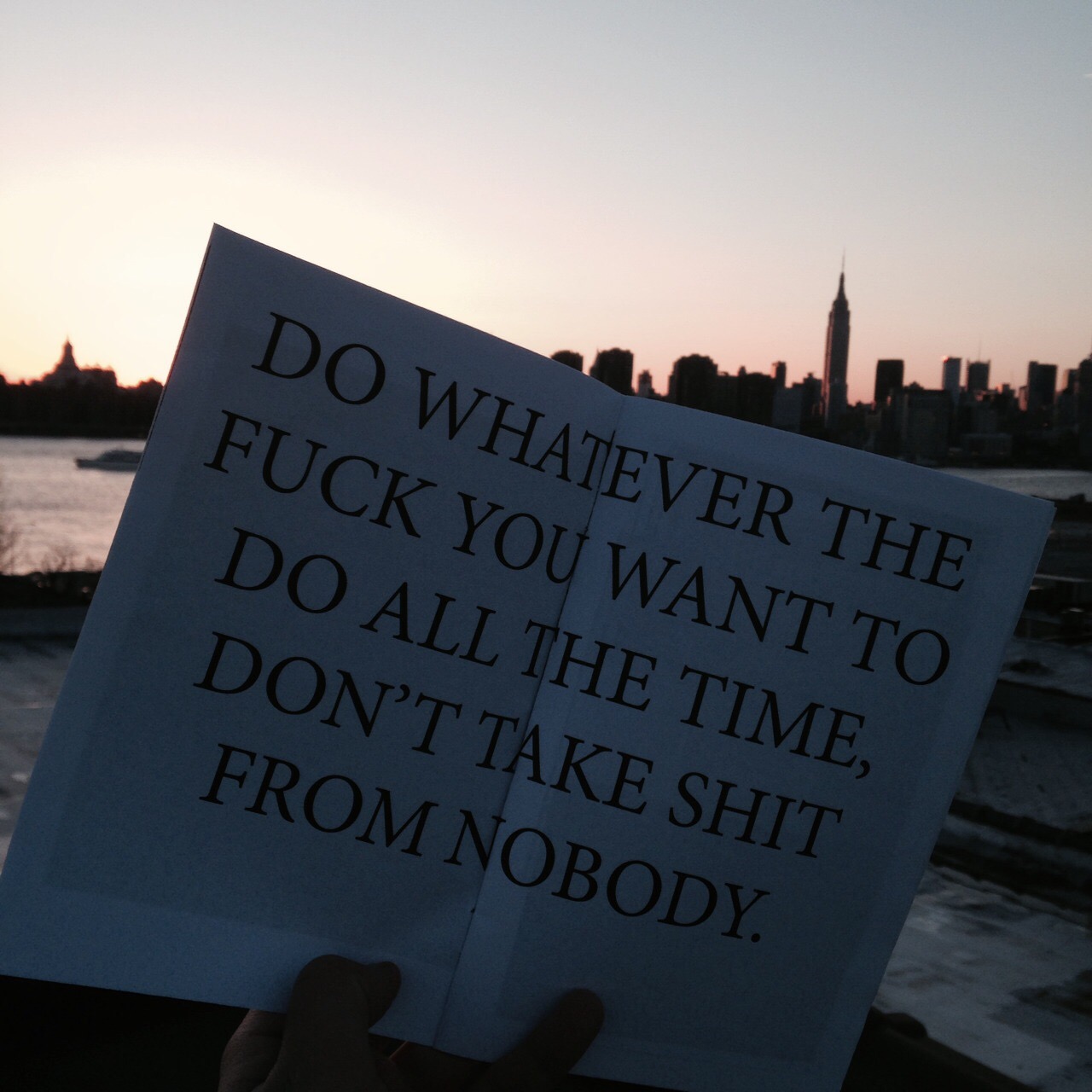 dont take shit from nobody - Do Whatever The Fuck You Want To Do All The Time, Don'T Take Shit From Nobody.