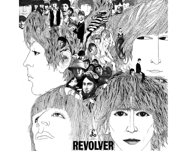 10. THE BEATLES // REVOLVER

German artist Klaus Voormann created the artwork for The Beatles' Revolver. While the album cover features many different versions of The Beatles drawn in pencil and in various photographs, Voormann placed an image of himself and his name inside of George Harrison's hair, which is located on the right-side of the album cover.  