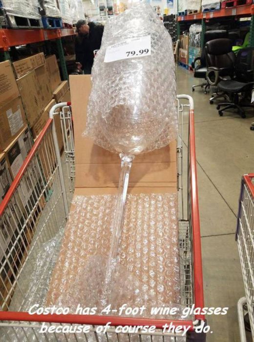 random picture of a 4 foot wine glass that is on sale at Costco