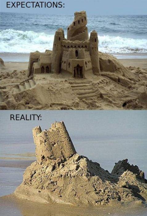 expectation vs reality sand castle - Expectations Reality
