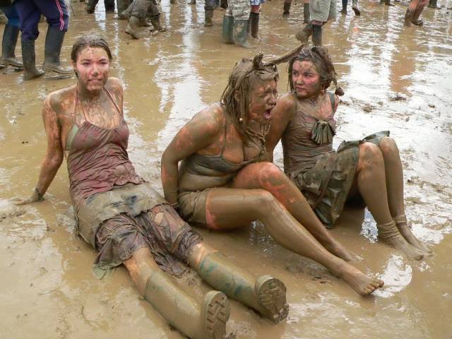 girls covered in mud