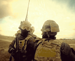funny gif of a group of soldiers strapped together and picked up by a hellicopter