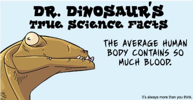 dr dinosaur science facts - Dr. Dinosaur'S True science Facts The Average Human Body Contains So Much Blood. It's always more than you think.