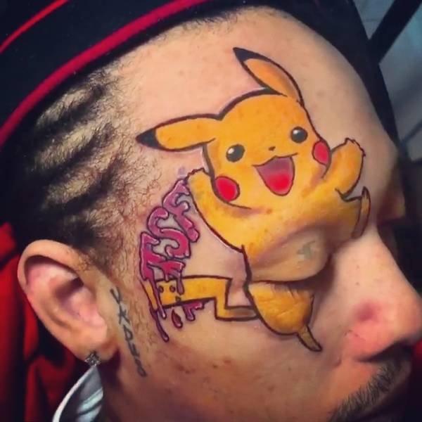 pikachu rapper face tattoo