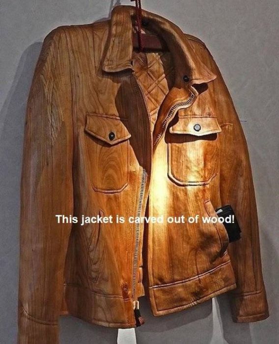 wooden jacket - This jacket is carved out of wood!