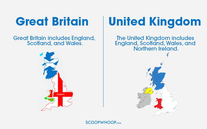 diagram - Great Britain United Kingdom Great Britain includes England, Scotland, and Wales. The United Kingdom includes England, Scotland, Wales, and Northern Ireland. Scoopwhoop.Com