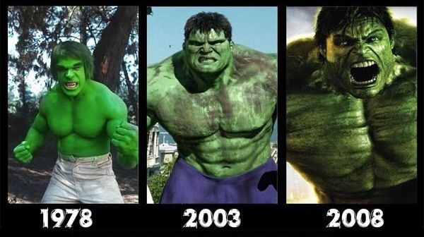 hulk before and after - 1978 2003 2008