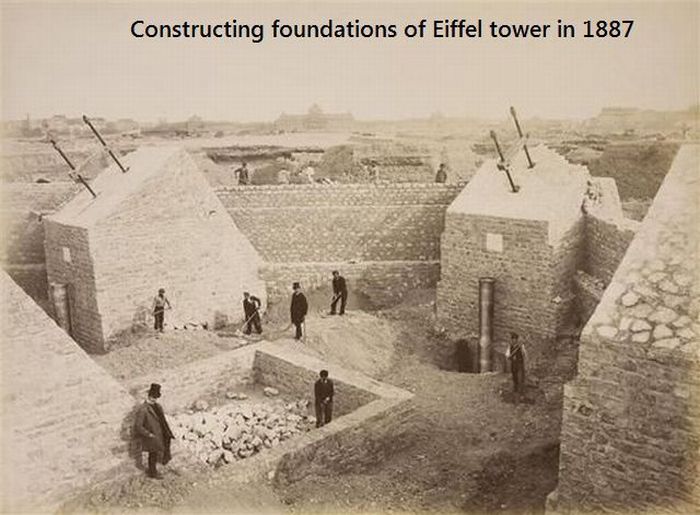 foundations of the eiffel tower - Constructing foundations of Eiffel tower in 1887