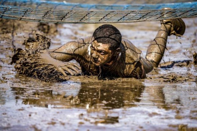 crawling through mud