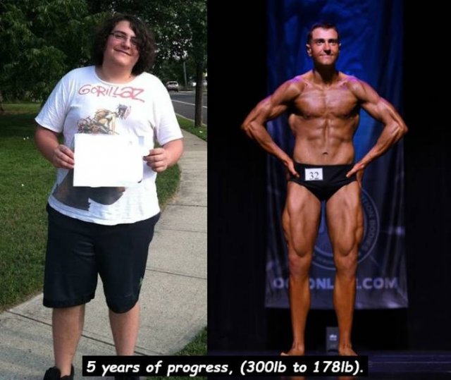 body building transformations - Grilaz O Onl L.Com 5 years of progress, 300lb to 1781b.
