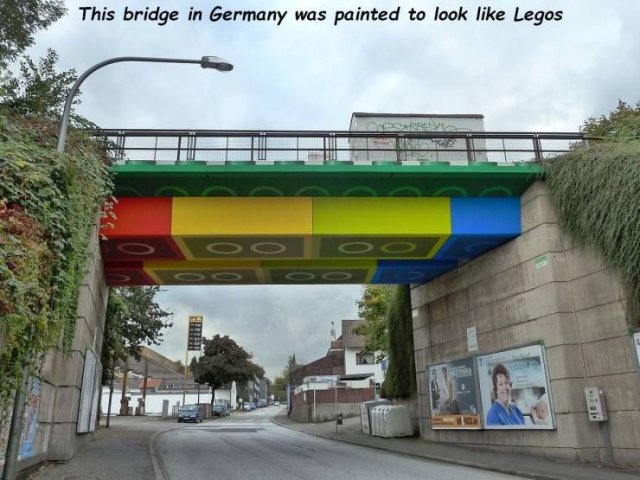 lego bridge - This bridge in Germany was painted to look Legos