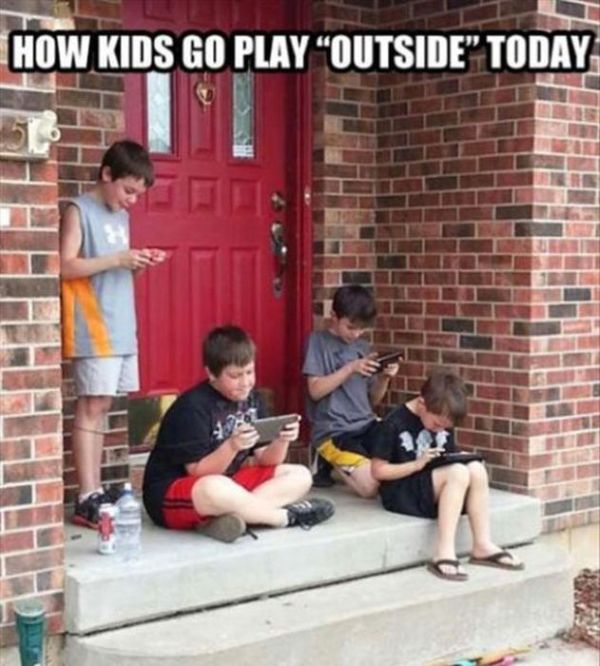 kid addicted to phone meme - How Kids Go Playoutside Today