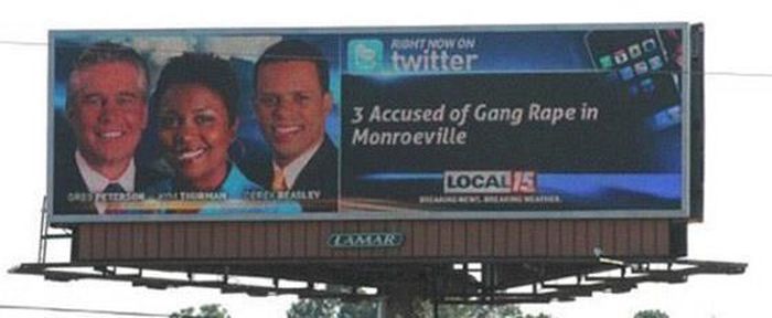 unfortunate ad placement - twitter 3 Accused of Gang Rape in Monroeville Locals