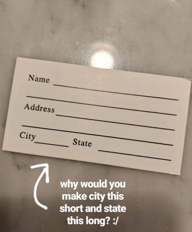 hunger - Name Address City_ State why would you make city this short and state this long?