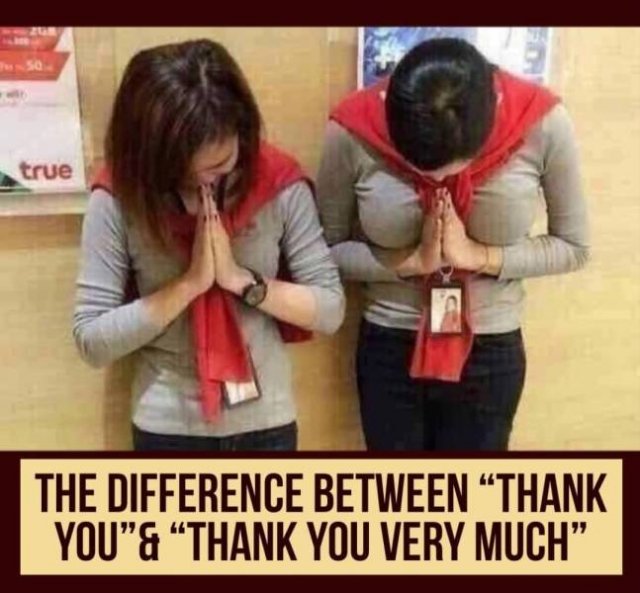 true The Difference Between Thank You"& Thank You Very Much