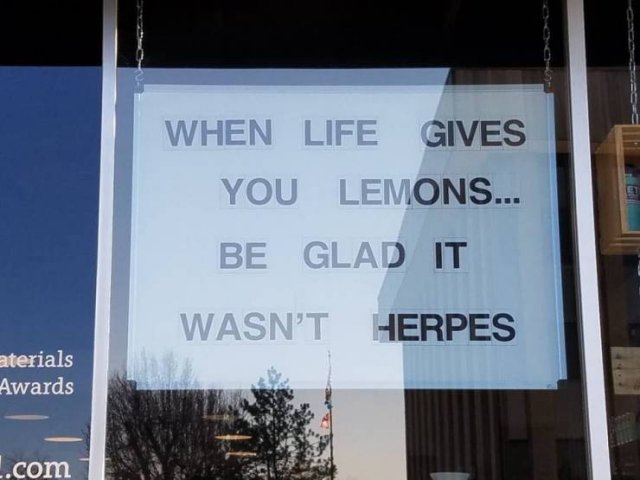 life gives you lemons suck em funny meme - When Life Gives You Lemons... Be Glad It Wasn'T Herpes aterials Awards L.com