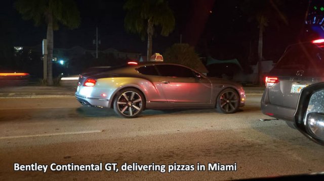 bentley continental gt - Bentley Continental Gt, delivering pizzas in Miami