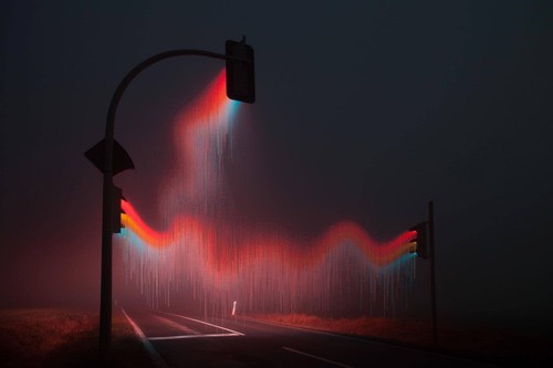 traffic lights in fog