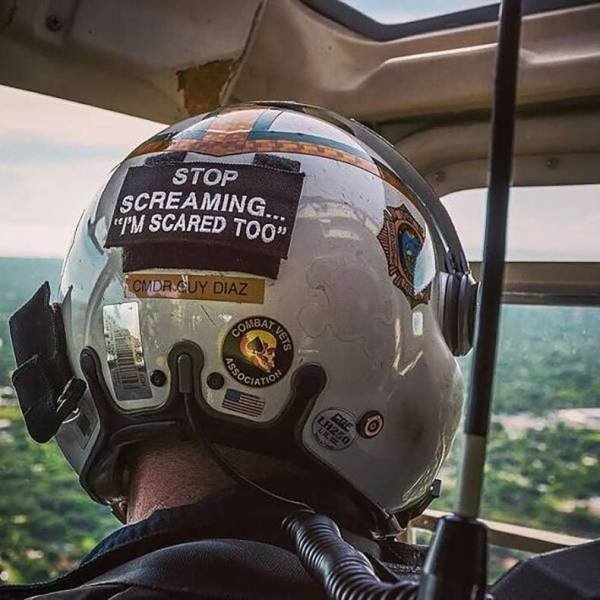 helicopter pilot helmet patch - Stop Screaming I'M Scared Too" Cmdr Guy Diaz
