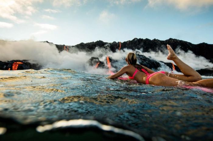 surfing hawaii volcano