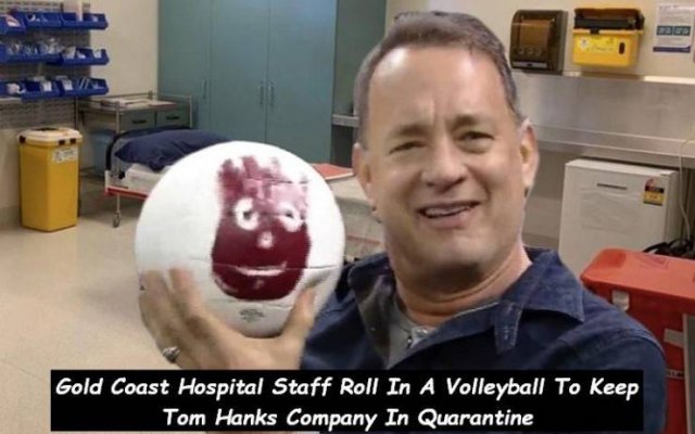 Tom Hanks - Gold Coast Hospital Staff Roll In A Volleyball To Keep Tom Hanks Company In Quarantine