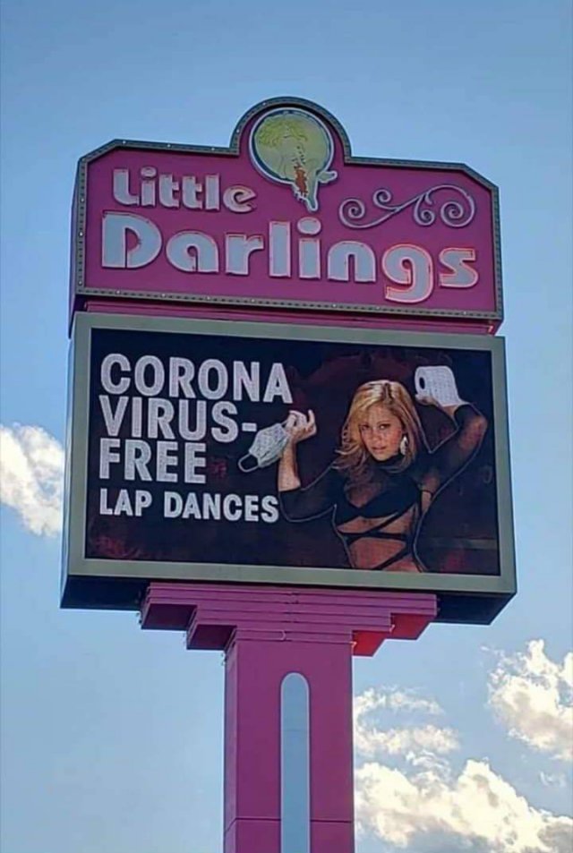 signage - Little V Darlings Corona Virus Free Lap Dances