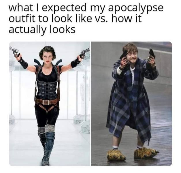 alice resident evil afterlife - what I expected my apocalypse outfit to look vs. how it actually looks