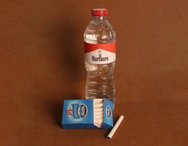 wtf meme - Nestle cigarettes - Marlboro bottled water