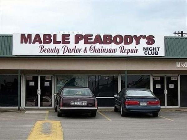 weird business combinations - Mable Peabody'S Beauty Parlor & Chainsaw Repair Nicht 1125 Co