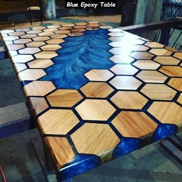epoxy resin table designs - Blue Epoxy Table