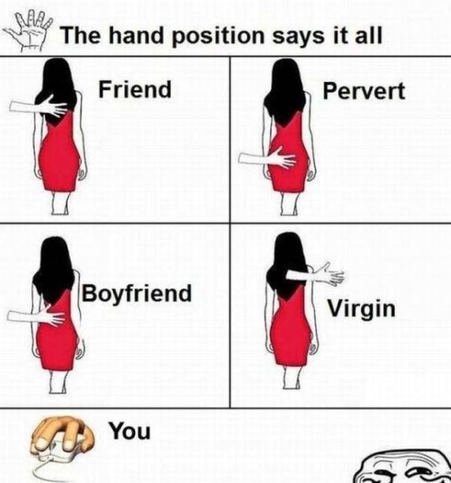 hand position says it all - Jyv The hand position says it all Friend Pervert Boyfriend Virgin 2. You