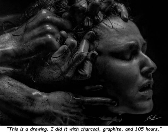 Drawing - "This is a drawing. I did it with charcoal, graphite, and 105 hours."