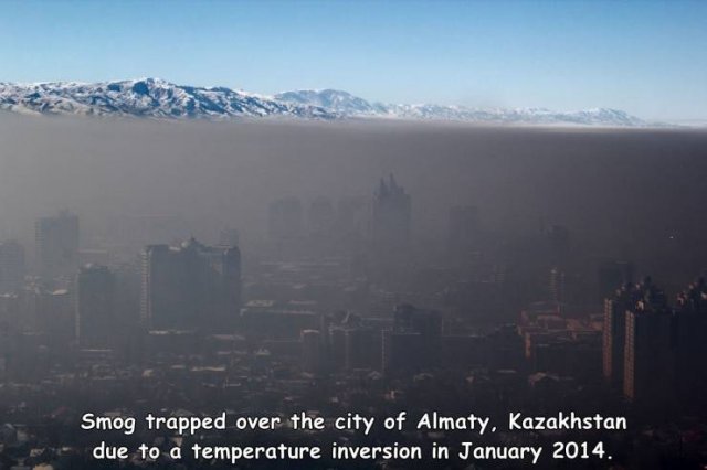 almaty pollution - Smog trapped over the city of Almaty, Kazakhstan due to a temperature inversion in .